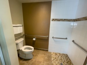 Mobility Bathroom with Roll In Shower and Grab Bar